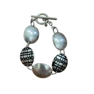 Dana Buchman Silver and Black Bracelet with Geometric Beads